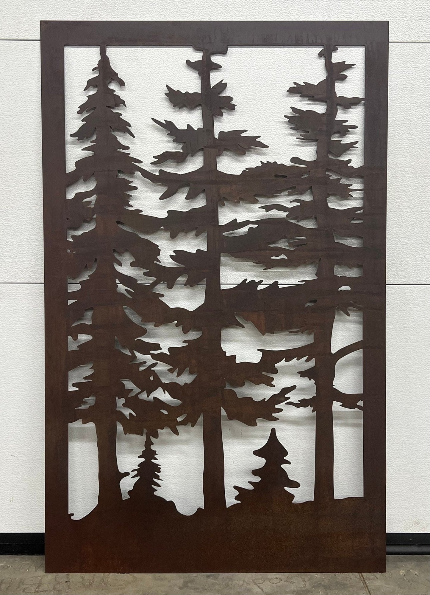 Decorative Rustic Metal Panel, Metal Panel Insert, Wildlife Scenery with Trees Metal Panel - Wood & Metal By Dao