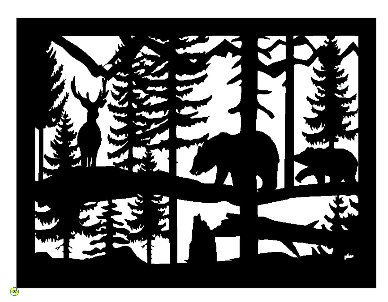 Decorative Rustic Metal Panel, Metal Panel Insert, Wildlife Scenery with Bears and Deer Metal Panel - Wood & Metal By Dao