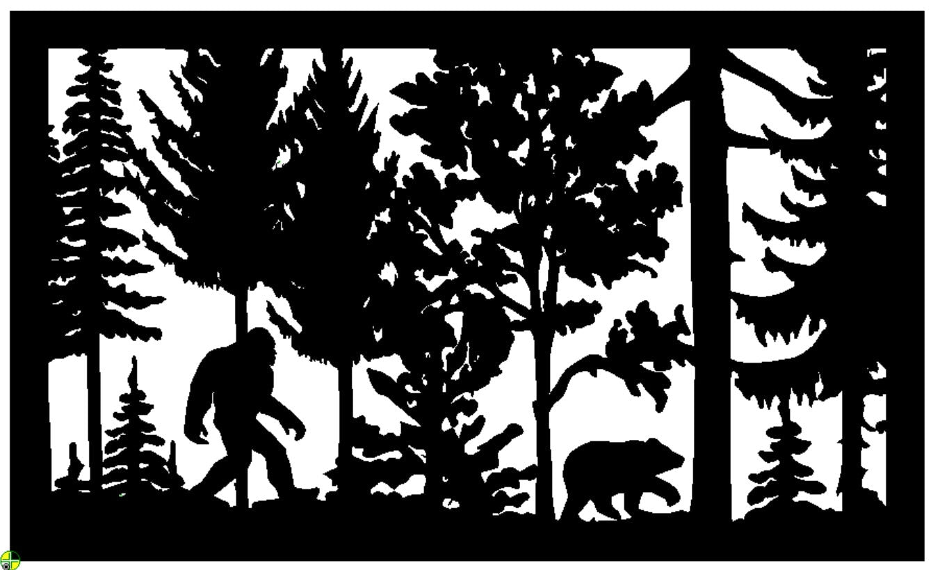 Decorative Rustic Metal Panel, Metal Panel Insert, Wildlife Scenery with Bigfoot and Little Bear Metal Panel - Wood & Metal By Dao