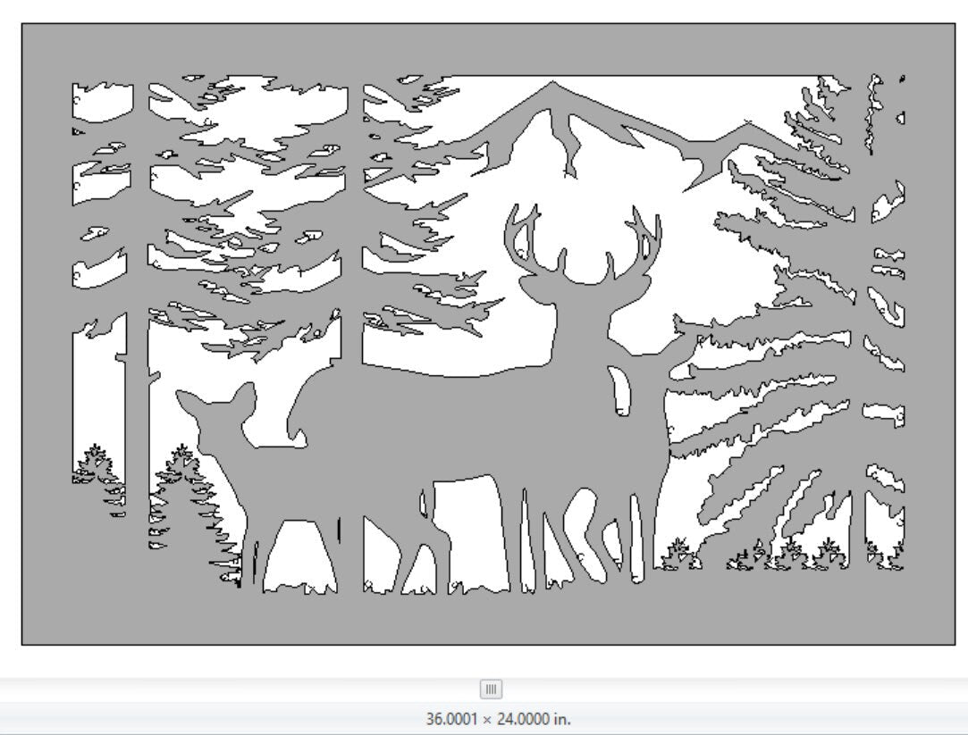 Decorative Rustic Metal Panel, Metal Panel Insert, Wildlife Scenery with Deer and Trees Metal Panel - P33 - Wood & Metal By Dao
