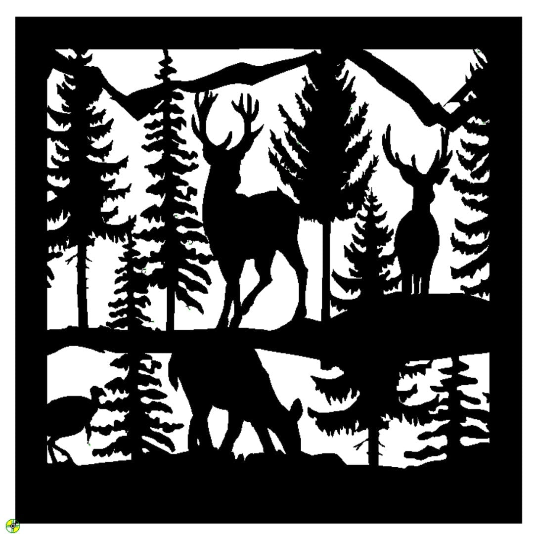 Decorative Rustic Metal Panel, Metal Panel Insert, Wildlife Scenery with Deer and Turkey Metal Panel - P29 - Wood & Metal By Dao