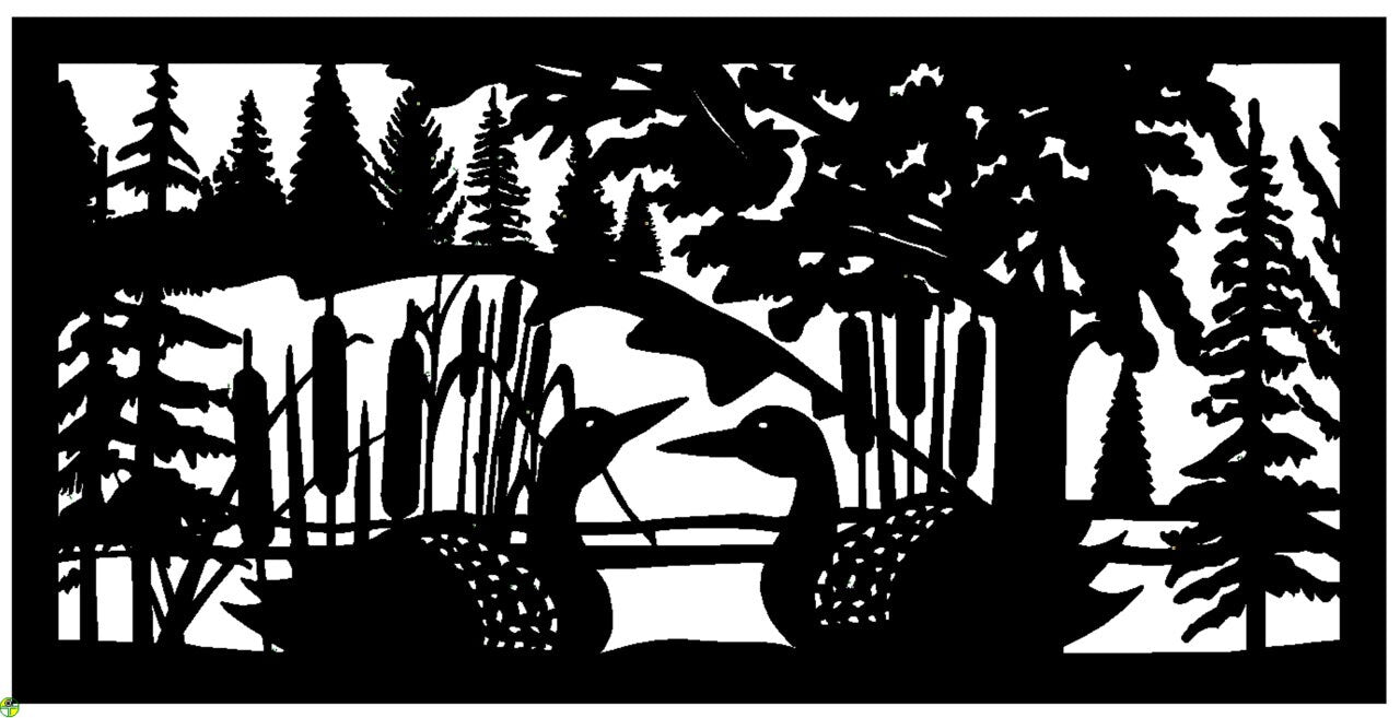 Decorative Rustic Metal Panel, Metal Panel Insert, Wildlife Scenery with Loons Metal Panel - P34 - Wood & Metal By Dao