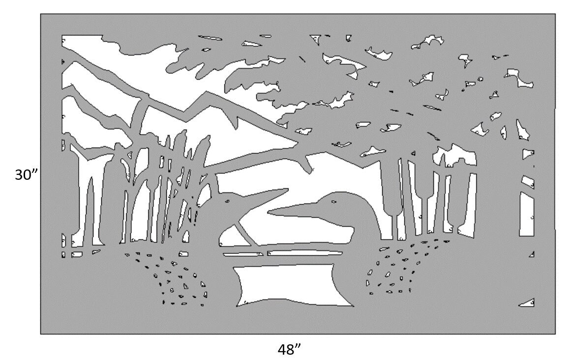 Decorative Rustic Metal Panel, Metal Panel Insert, Wildlife Scenery with Loons Metal Panel - P35 - Wood & Metal By Dao