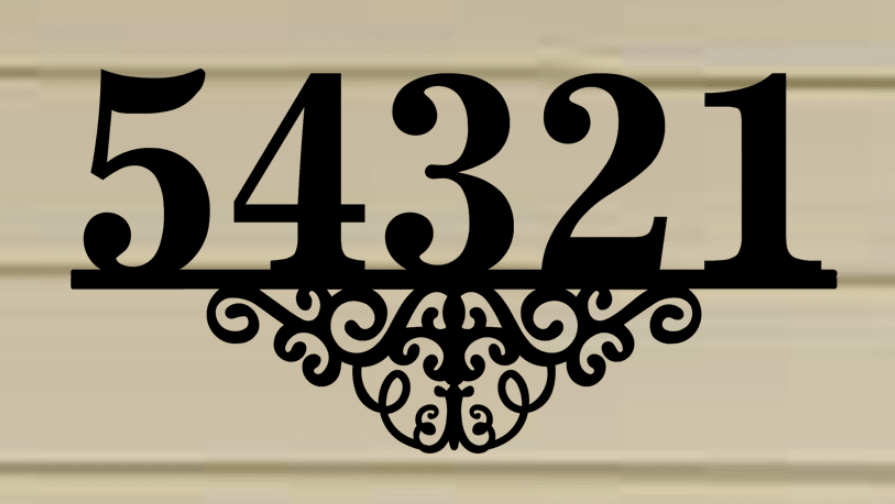 Decorative Metal House Number / Address Sign 1 - 7"x14" - Wood & Metal By Dao