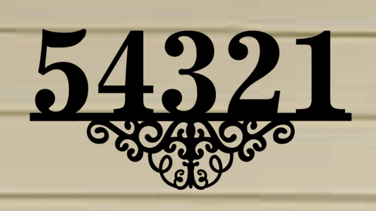 Decorative Metal House Number / Address Sign 1 - 7"x14" - Wood & Metal By Dao