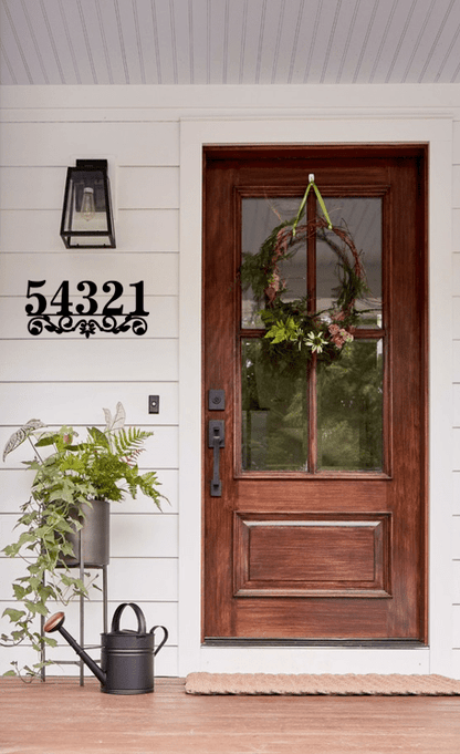 Decorative Metal House Number / Address Sign 2 - Wood & Metal By Dao