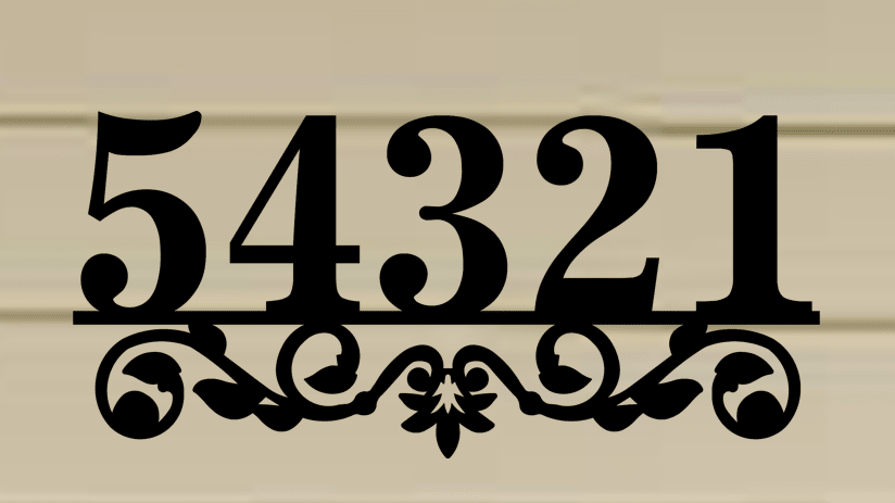 Decorative Metal House Number / Address Sign 2 - 7"x14" - Wood & Metal By Dao