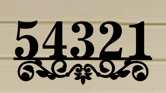 Decorative Metal House Number / Address Sign 2 - 7"x14" - Wood & Metal By Dao