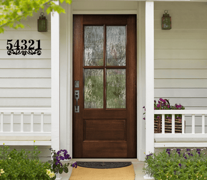 Decorative Metal House Number / Address Sign 2 - 7"x14" - Wood & Metal By Dao