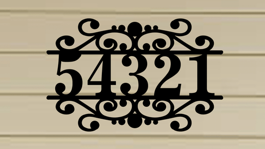 Decorative Metal House Number / Address Sign 3 - 9"x14" - Wood & Metal By Dao