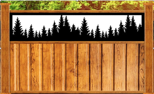 Decorative Metal Panel Insert. Decorative Fence Topper Insert. Tree Line Metal Panel. Tree Line Fence Topper. - Wood & Metal By Dao