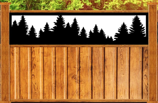 Decorative Metal Panel Insert. Decorative Fence Topper Insert. Tree Line Metal Panel. Tree Line Fence Topper. Privacy Fence Topper - Wood & Metal By Dao