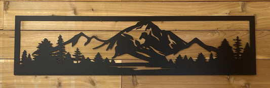 Decorative Metal Panel Insert. Privacy Fence Topper. Mountain Range Metal Panel. Mountain & Tree Metal Panel - Wood & Metal By Dao
