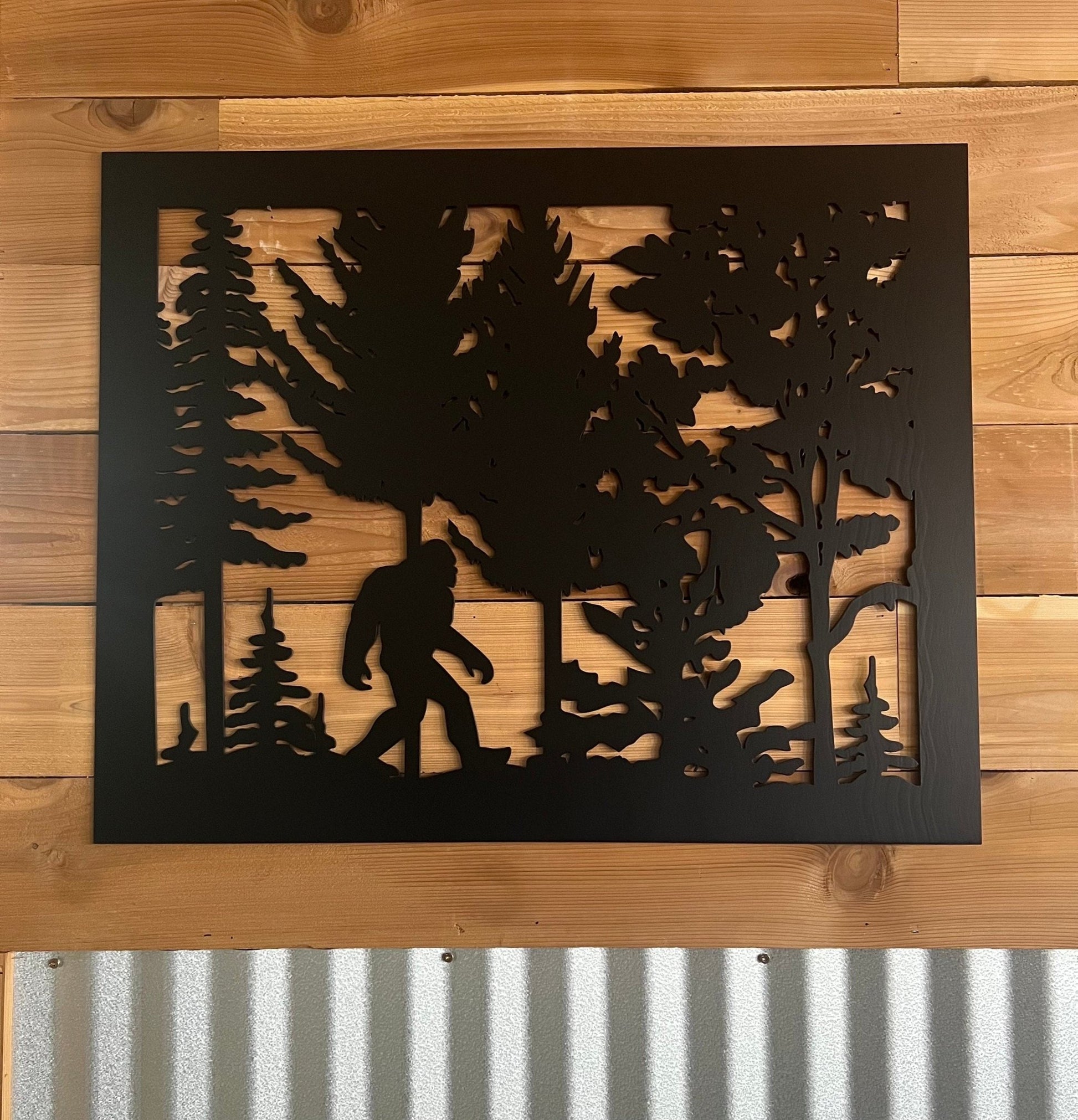 Decorative Rustic Metal Panel, Metal Panel Insert, Bigfoot Metal Panel, Sasquatch Metal Panel - Wood & Metal By Dao