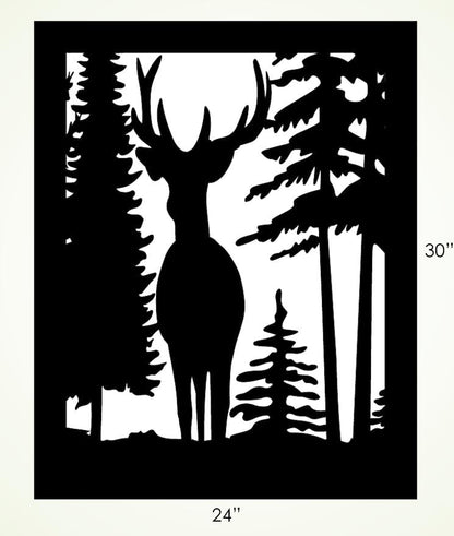 Decorative Rustic Metal Panel, Metal Panel Insert, Deer Metal Panel - Wood & Metal By Dao