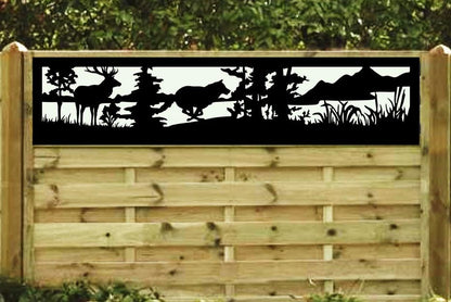 Decorative Rustic Metal Panel, Metal Panel Insert, Fence Topper Insert. Wildlife Scenery Metal Panel. - Wood & Metal By Dao
