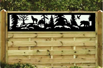 Decorative Rustic Metal Panel, Metal Panel Insert, Fence Topper Insert. Wildlife Scenery Metal Panel. - Wood & Metal By Dao