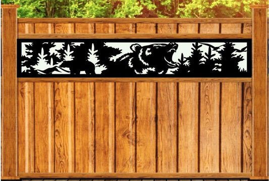 Decorative Rustic Metal Panel, Metal Panel Insert, Fence Topper Insert. Wildlife Scenery Metal Panel. Bear Fence Topper. - Wood & Metal By Dao