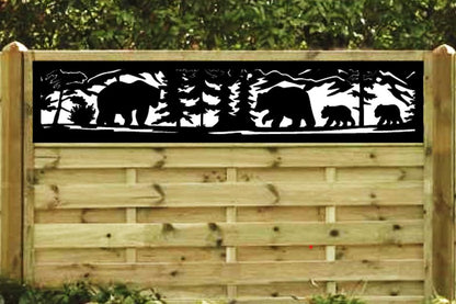 Decorative Rustic Metal Panel, Metal Panel Insert, Fence Topper Insert. Wildlife Scenery Metal Panel. Bear Metal Fence Topper - Wood & Metal By Dao