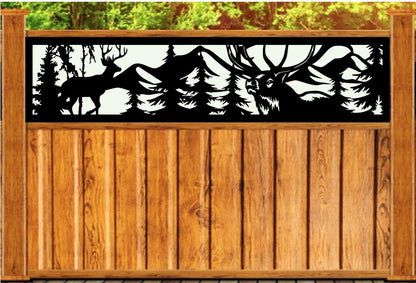 Decorative Rustic Metal Panel, Metal Panel Insert, Fence Topper Insert. Wildlife Scenery Metal Panel. Deer Fence Topper. - Wood & Metal By Dao