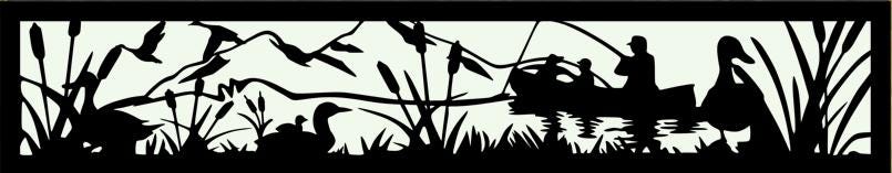 Decorative Rustic Metal Panel, Metal Panel Insert, Fence Topper Insert. Wildlife Scenery Metal Panel. Fishing & Ducks Scene - Wood & Metal By Dao
