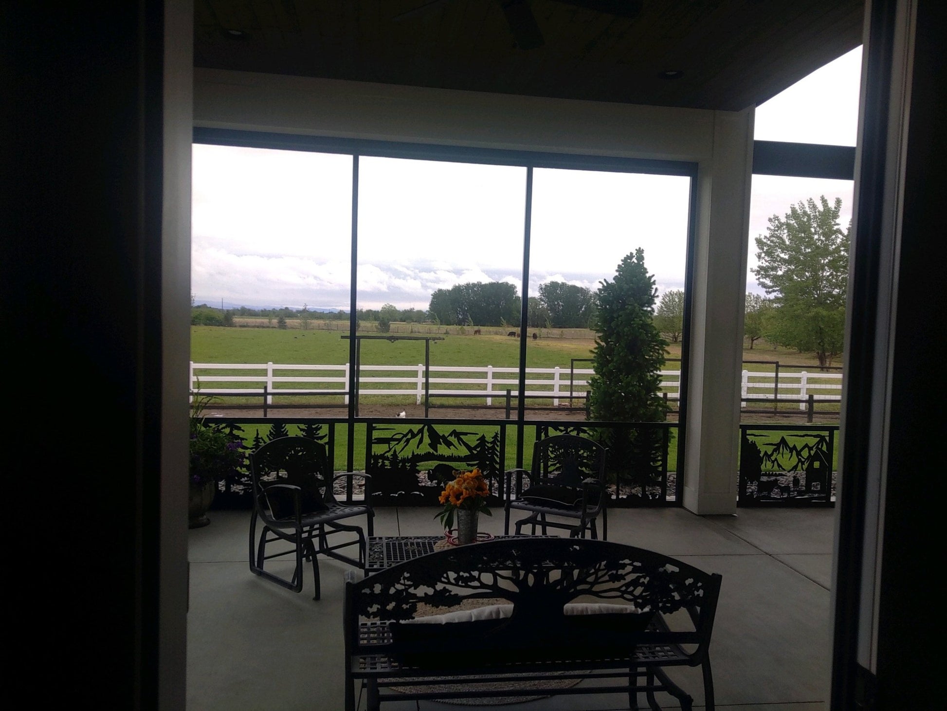 Decorative Rustic Metal Panel, Metal Panel Insert, Fence Topper Insert. Wildlife Scenery Metal Panel. Hunting Scene Fence Topper - Wood & Metal By Dao