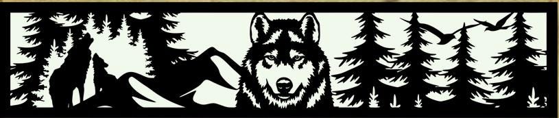 Decorative Rustic Metal Panel, Metal Panel Insert, Fence Topper Insert. Wildlife Scenery Metal Panel. Wolf Fence Topper. - Wood & Metal By Dao