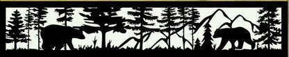 Decorative Rustic Metal Panel, Metal Panel Insert, Fence Topper Insert. Wildlife Scenery with Bears Metal Panel. - Wood & Metal By Dao
