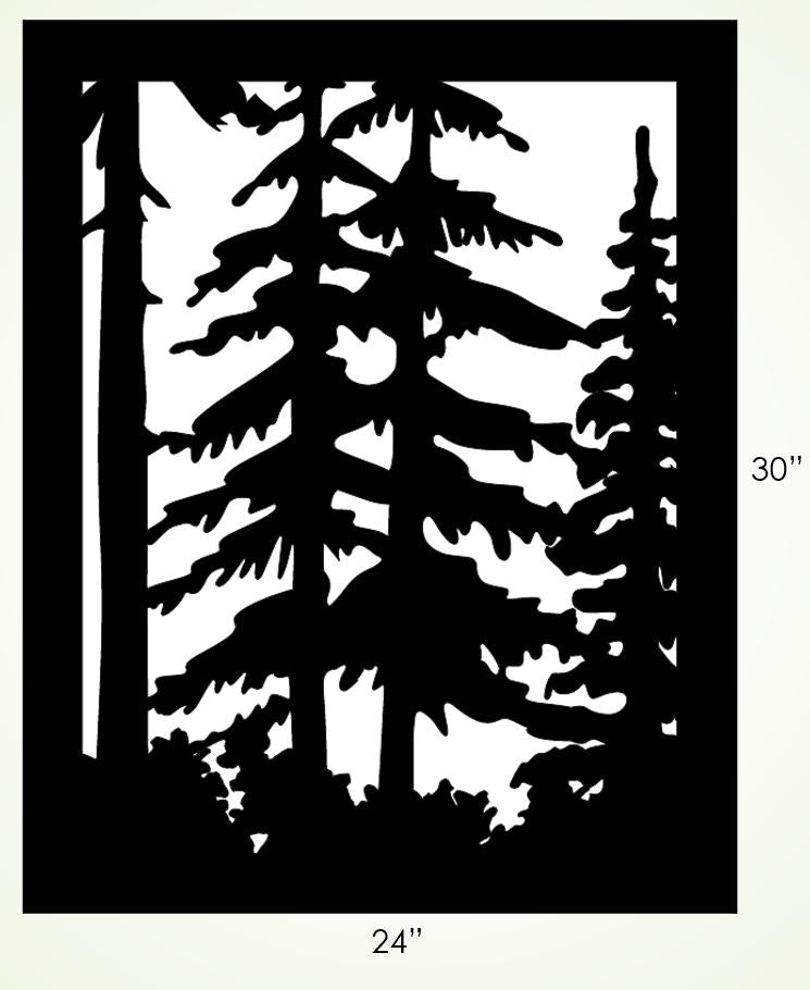 Decorative Rustic Metal Panel, Metal Panel Insert, Small Trees Metal Panel - Wood & Metal By Dao