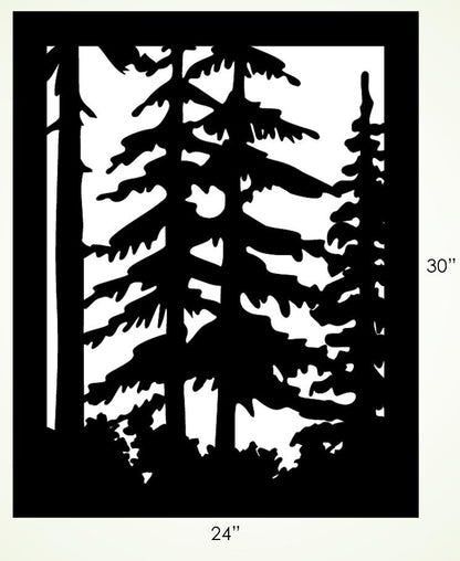 Decorative Rustic Metal Panel, Metal Panel Insert, Small Trees Metal Panel - Wood & Metal By Dao