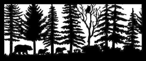 Decorative Rustic Metal Panel, Metal Panel Insert, Wildlife Scenery Metal Panel, Forest Scene with Bears and Owl - Wood & Metal By Dao