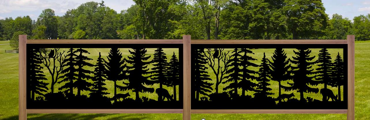 Decorative Rustic Metal Panel, Metal Panel Insert, Wildlife Scenery Metal Panel, Forest Scene with Fox, Deer and Owl - Wood & Metal By Dao