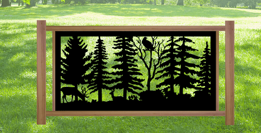 Decorative Rustic Metal Panel, Metal Panel Insert, Wildlife Scenery with Deer and Eagle Metal Panel - Wood & Metal By Dao