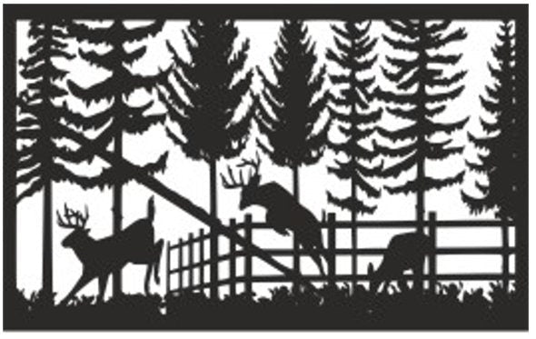 Decorative Rustic Metal Panel, Metal Panel Insert, Wildlife Scenery with Deer Metal Panel - Wood & Metal By Dao