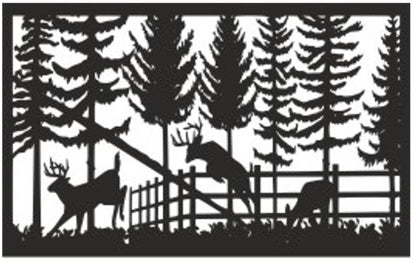 Decorative Rustic Metal Panel, Metal Panel Insert, Wildlife Scenery with Deer Metal Panel - Wood & Metal By Dao