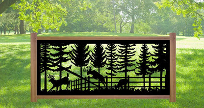 Decorative Rustic Metal Panel, Metal Panel Insert, Wildlife Scenery with Deer Metal Panel - Wood & Metal By Dao