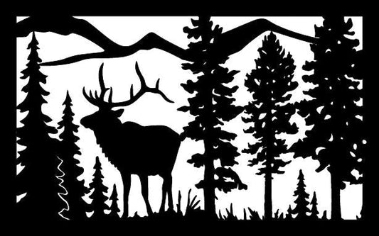 Decorative Rustic Metal Panel, Metal Panel Insert, Wildlife Scenery with Elk Metal Panel - Wood & Metal By Dao