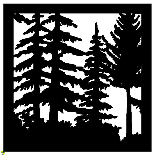 Decorative Rustic Metal Panel, Metal Panel Insert, Wildlife Scenery with Just Trees Square Panel (SP Trees 4) - Wood & Metal By Dao