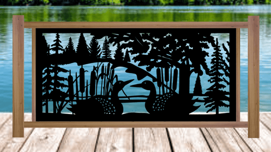 Decorative Rustic Metal Panel, Metal Panel Insert, Wildlife Scenery with Loons Metal Panel - P34 - Wood & Metal By Dao