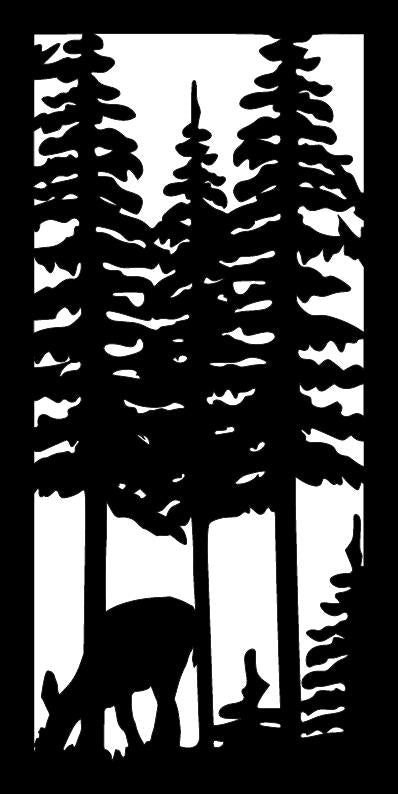 Decorative Rustic Metal Panel, Metal Panel Insert, Wildlife Scenery with Trees and Deer Metal Panel - Wood & Metal By Dao