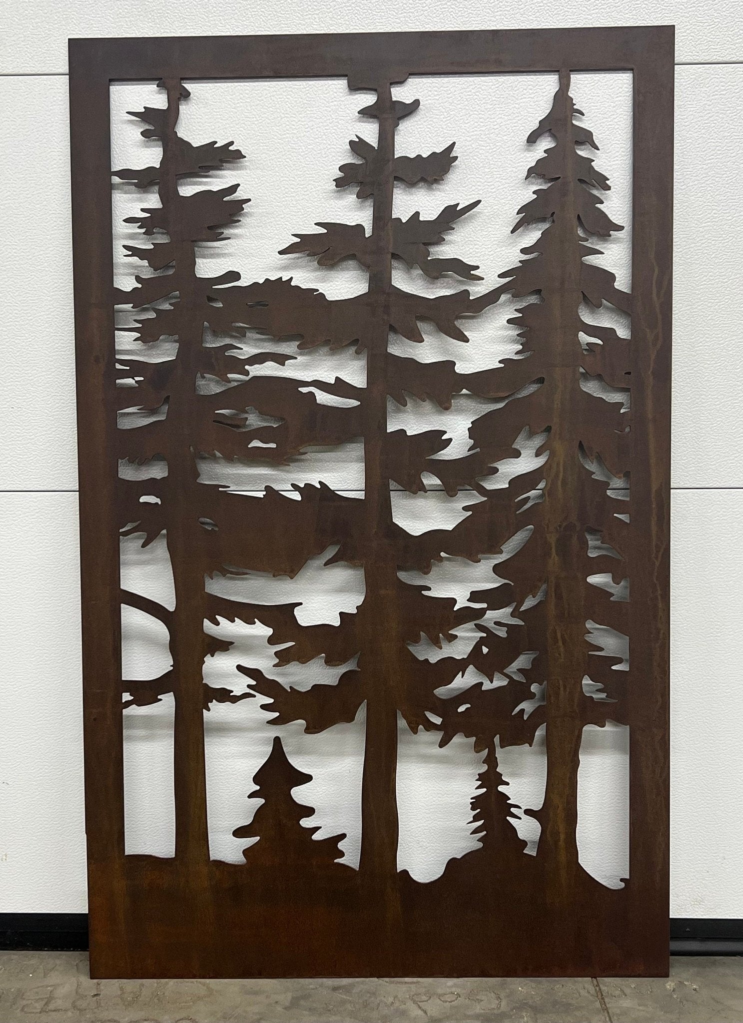Decorative Rustic Metal Panel, Metal Panel Insert, Wildlife Scenery with Trees Metal Panel - Wood & Metal By Dao