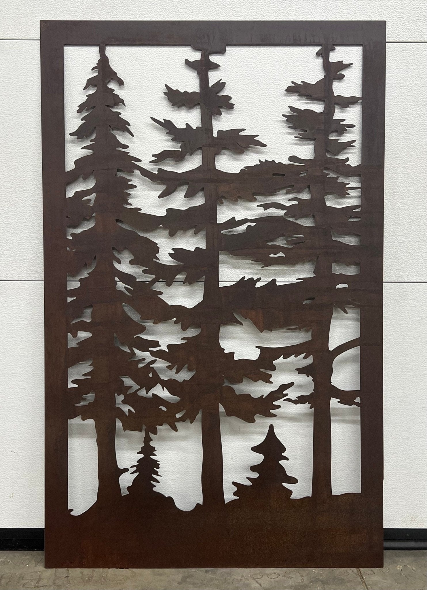 Decorative Rustic Metal Panel, Metal Panel Insert, Wildlife Scenery with Trees Metal Panel - Wood & Metal By Dao