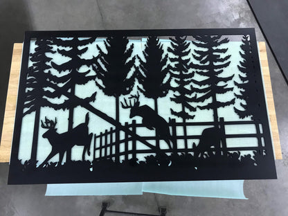 Decorative Rustic Metal Panel, Metal Panel Insert, Wildlife Scenery with Deer Metal Panel
