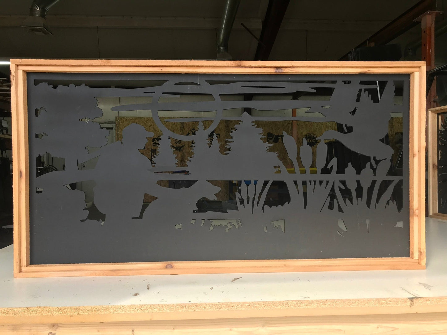 Decorative Rustic Metal Panel, Metal Panel Insert, Duck Hunting Scenery Metal Panel - P18 - Wood & Metal By Dao