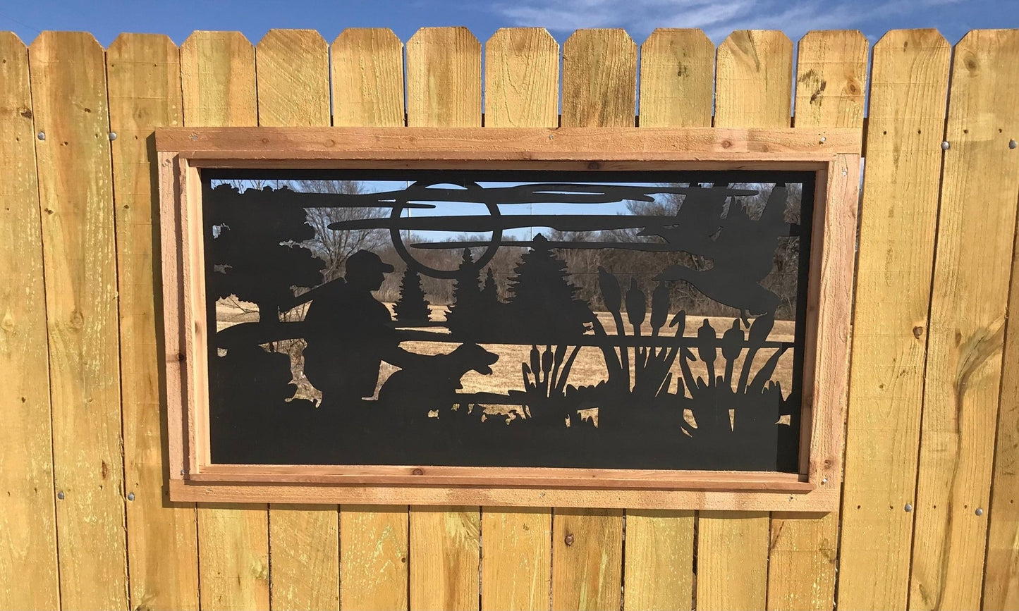 Decorative Rustic Metal Panel, Metal Panel Insert, Duck Hunting Scenery Metal Panel - P18 - Wood & Metal By Dao