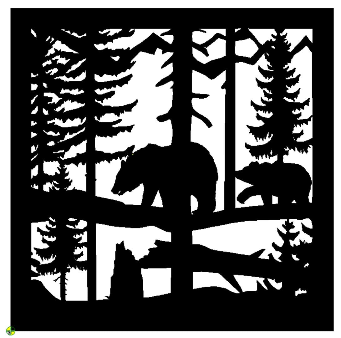 Decorative Rustic Metal Panel, Metal Panel Insert, Wildlife Scenery with Bear Metal Panel - P27 - Wood & Metal By Dao
