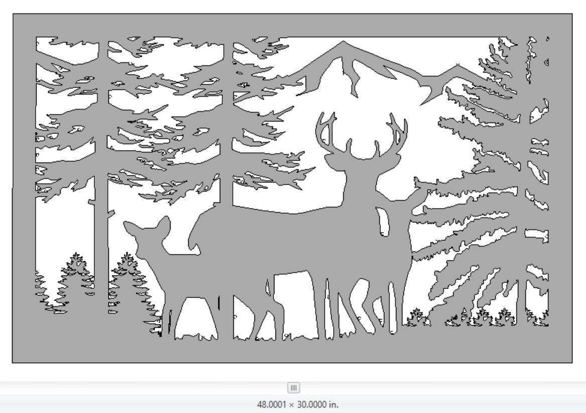 Decorative Rustic Metal Panel, Metal Panel Insert, Wildlife Scenery with Deer and Trees Metal Panel - P33 - Wood & Metal By Dao