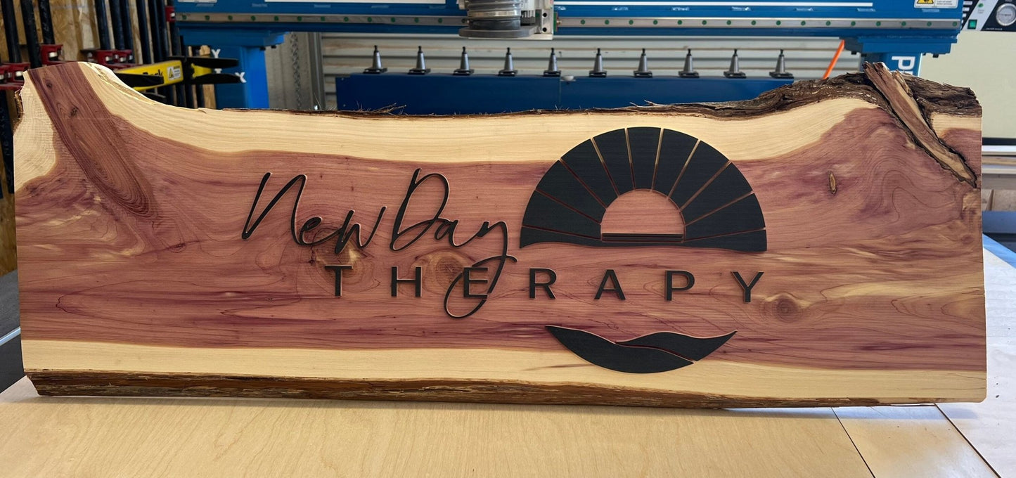 Live Edge Cedar Sign - Wood & Metal By Dao