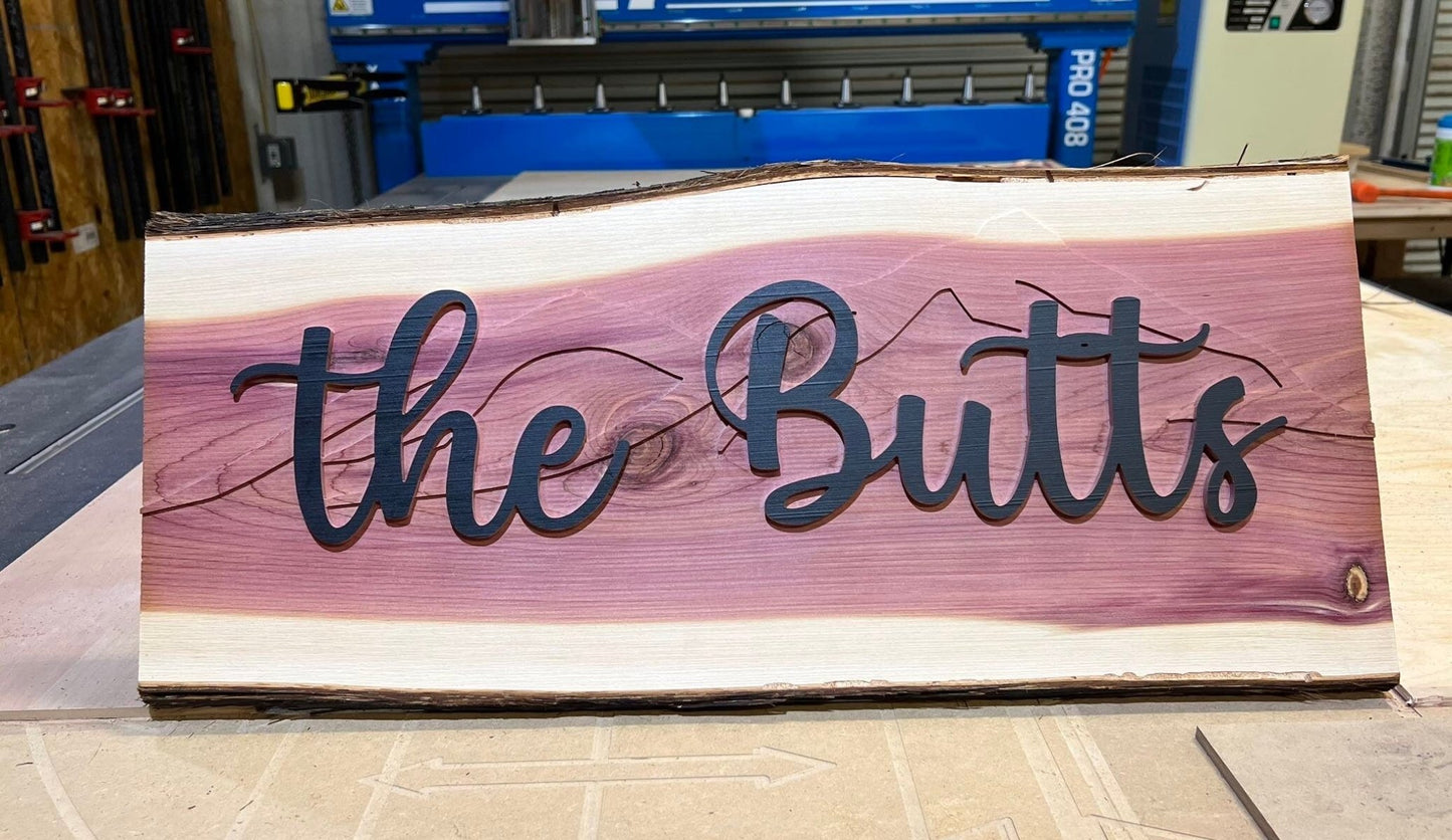 Live Edge Cedar Sign - Wood & Metal By Dao