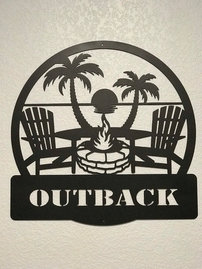 Personalized Metal Sign - Campfire Beach Scene - Wood & Metal By Dao